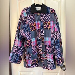 Vintage TANGIBLES Colorful Patchwork Women's Jacket size medium fits large